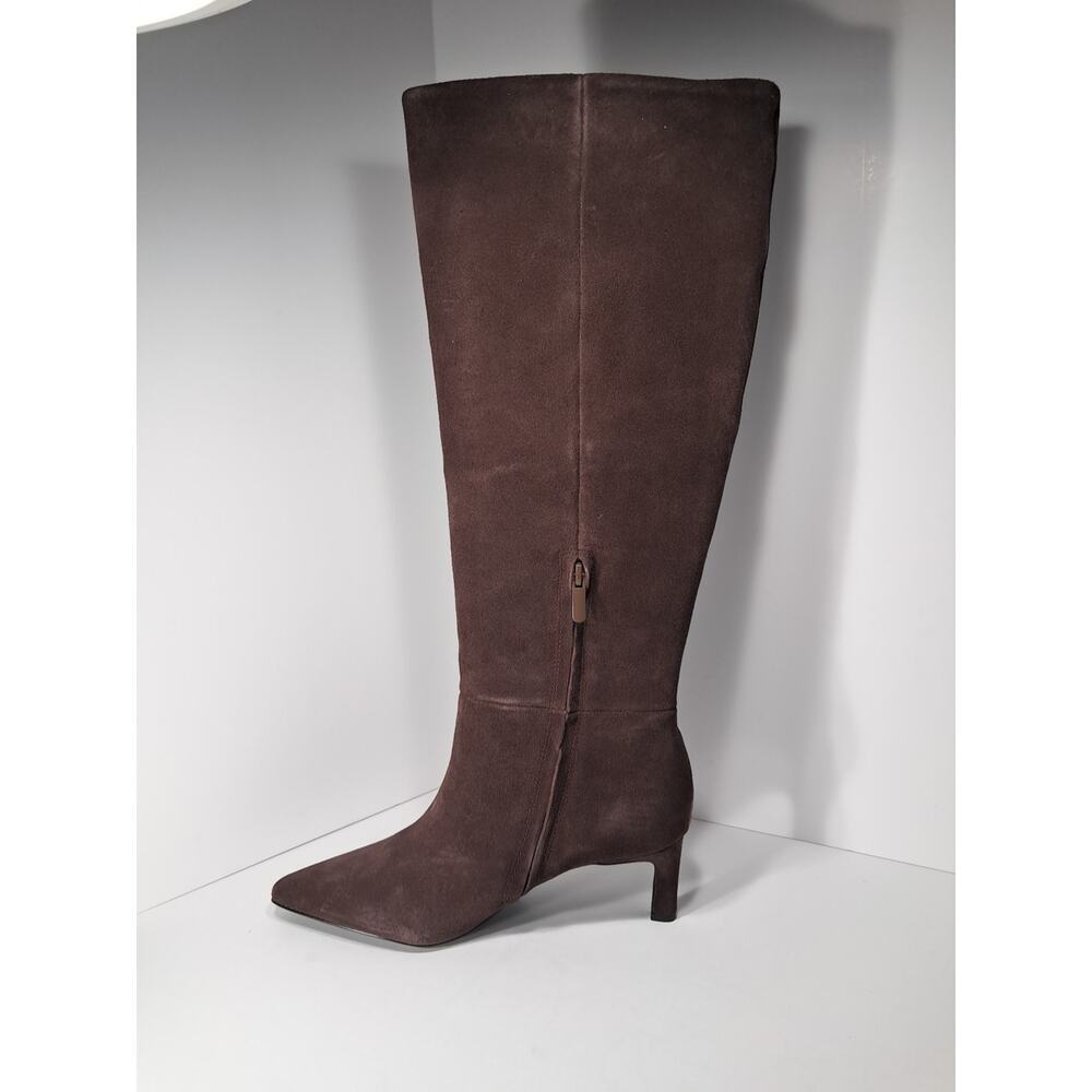 NA-KD Brown Suede Knee High Boots Pointed Toe Kitten Heel US 8.5 EU 39 - Picture 2 of 7